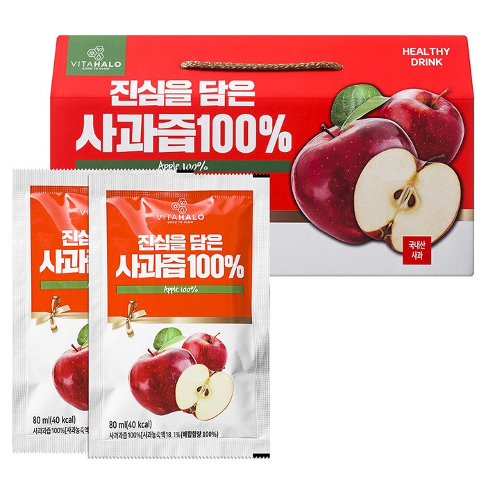 비타할로 진심을 담은 사과즙 100%, 80ml, 30개입 대표 이미지 - 사과즙 추천