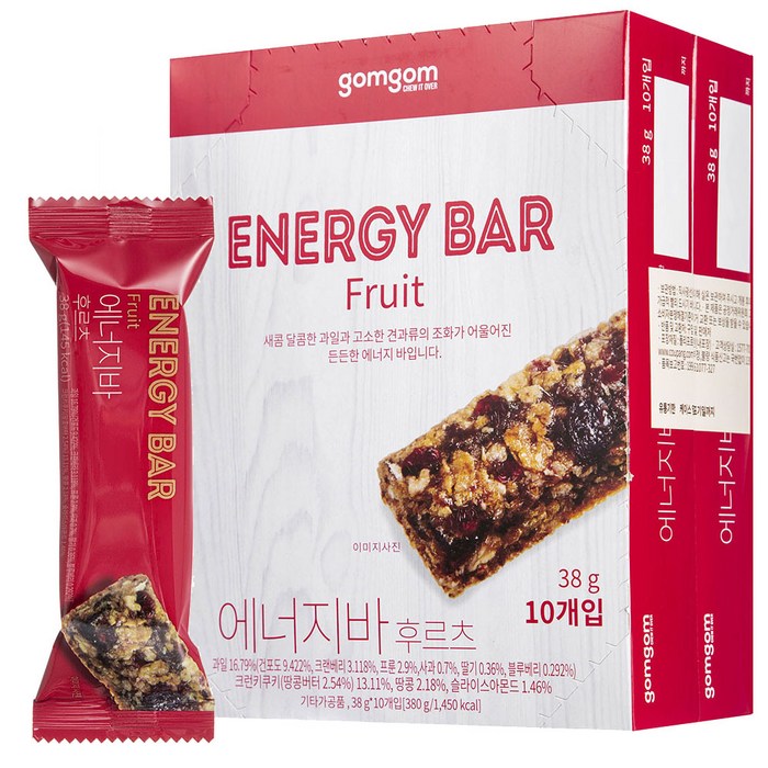 곰곰 에너지바 후르츠, 38g, 20개입 대표 이미지 - 곰곰 과자 추천