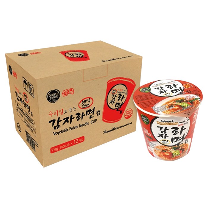 삼육 우리밀 감자라면 컵, 12개 대표 이미지 - 채식라면 추천