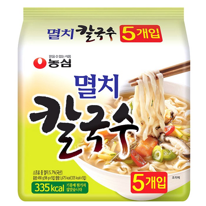 농심 멸치 칼국수, 98g, 5개 대표 이미지 - 칼국수 추천