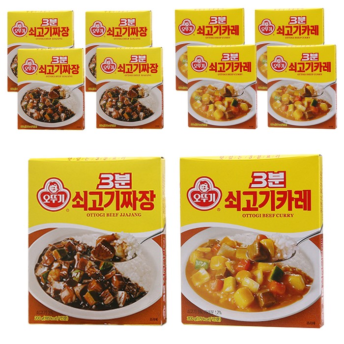 오뚜기 3분 쇠고기카레 200g x 5p + 쇠고기짜장 200g x 5p, 1세트 대표 이미지 - 오뚜기 3분 추천