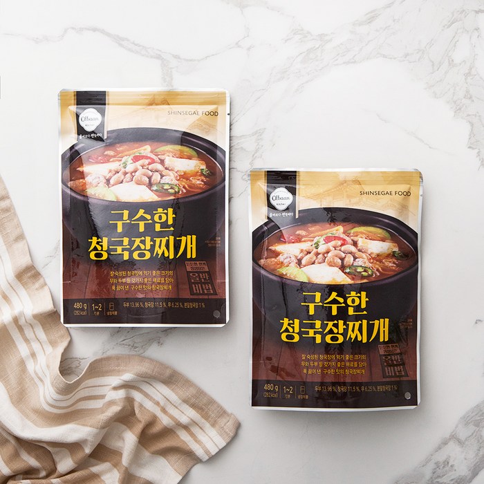 올반 키친 구수한 청국장찌개, 480g, 2개 대표 이미지 - 신세계푸드 추천