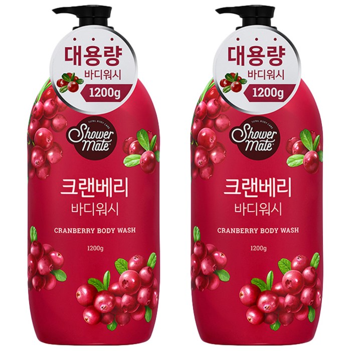샤워메이트 크랜베리 바디워시, 1200g, 2개 대표 이미지 - 화이트머스크 바디워시 추천
