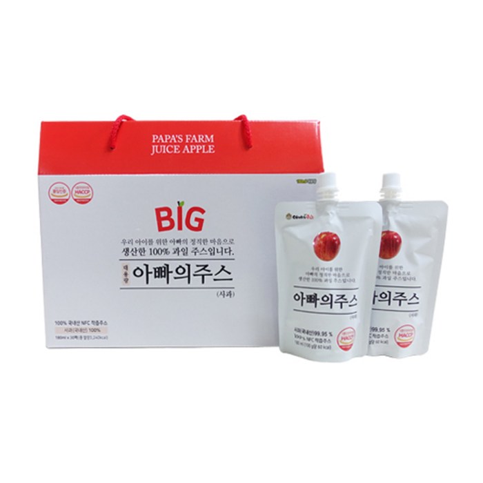 아빠의주스 사과즙 대용량, 180ml, 30개 대표 이미지 - 사과즙 추천
