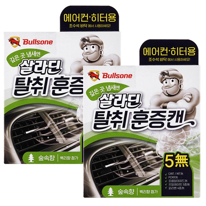 불스원 살라딘 훈증캔 차량탈취제 숲속향 본품, 4.8g, 2개 대표 이미지 - 에어컨 히터 탈취제 추천