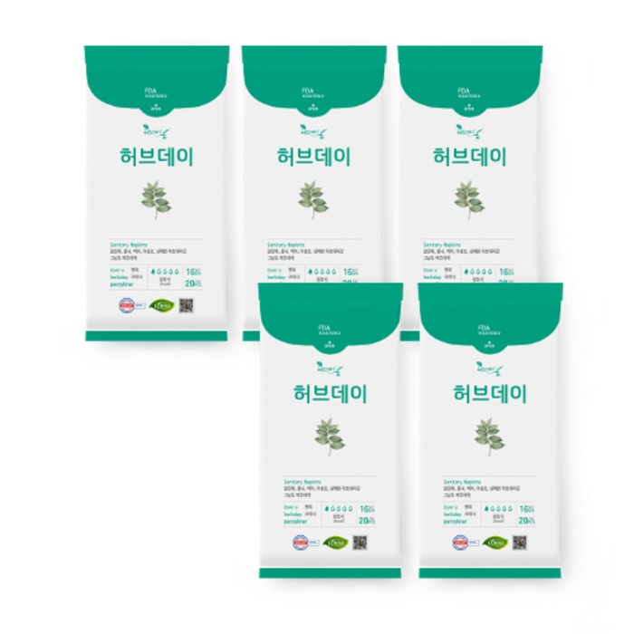 허브데이 생리대 팬티라이너, 20매입, 5팩 대표 이미지 - 팬티라이너 추천