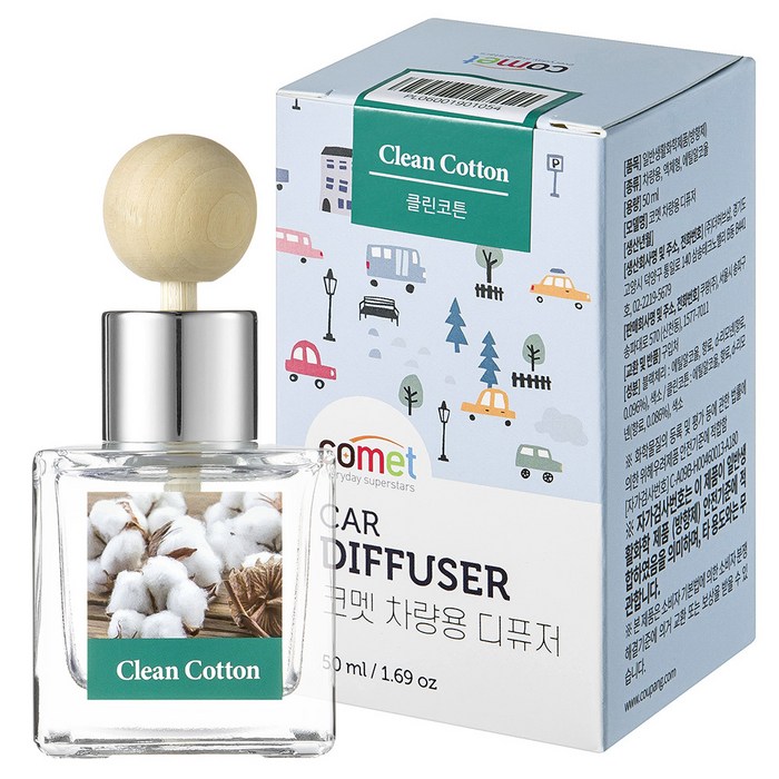코멧 설레는 향 가득 차량용 디퓨저 50ml, 클린코튼, 1개 대표 이미지 - 차량용 디퓨저 추천