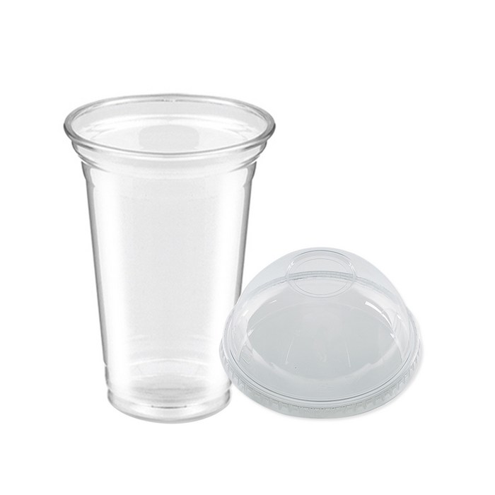 워너비커피 92파이 페트 무인쇄 아이스 컵 + 돔형 뚜껑 세트 591ml (20온스), 100개입, 1세트 대표 이미지 - 아이스컵 추천