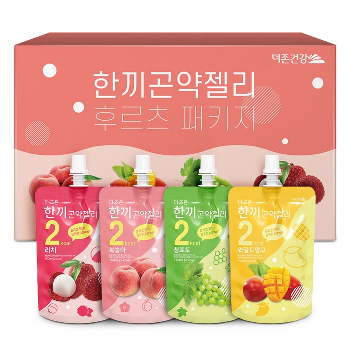 더존건강 한끼곤약젤리 복숭아 150ml x 7p + 와일드 망고 150ml x 7p + 청포도 150ml x 7p + 리치 150ml x 7p 세트, 1세트 대표 이미지 - 저칼로리 과자 추천