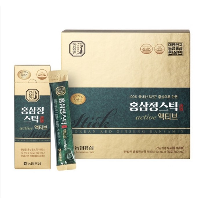 한삼인 홍삼정스틱 액티브 + 쇼핑백, 10ml, 30개 대표 이미지 - 홍삼정 추천