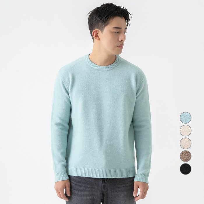 캐럿 남성용 데일리 라운드넥 니트 스웨터 대표 이미지 - 하늘색 니트 추천