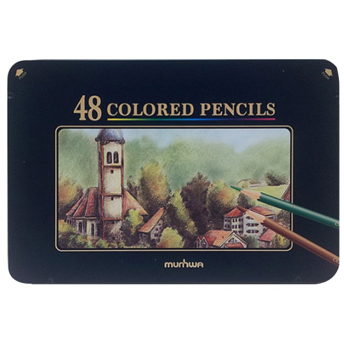 문화연필 고급 색연필 틴케이스, 48색, 1개 대표 이미지 - 고급 색연필 추천