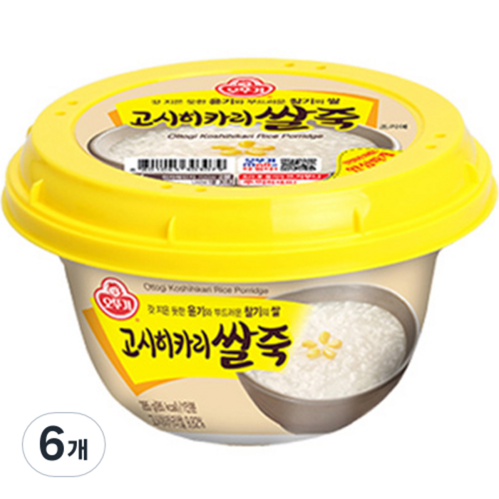 오뚜기 고시히카리 쌀죽, 285g, 6개 대표 이미지 - 맛있는 죽 추천