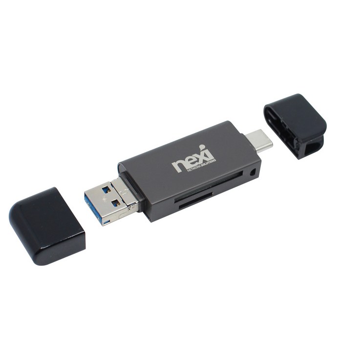 넥시 USB3.0 C타입 마이크로5핀 OTG 멀티 카드리더기, NX887 NX-3IN1CRD, 다크 그레이 대표 이미지 - OTG USB 추천