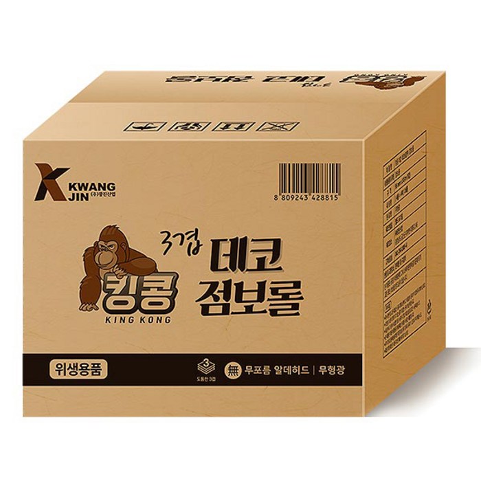 킹콩 3겹 데코 절취 점보롤, 16개입, 1개 대표 이미지 - 점보롤 화장지 추천