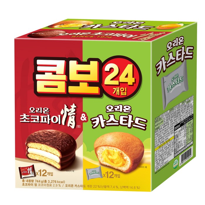 오리온 초코파이 정 39g x 12p + 카스타드 23g x 12p, 1세트 대표 이미지 - 오리온 과자 추천