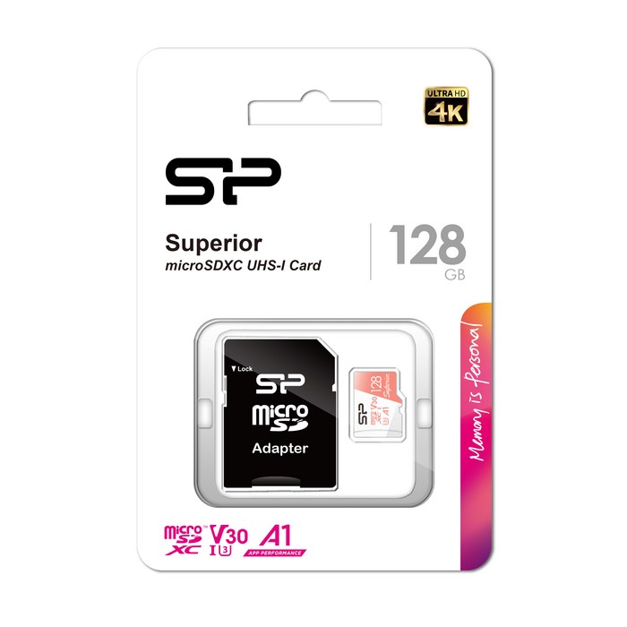 실리콘파워 micro SDXC Class10 Superior UHS-I 4K U3 A1 V30, 128GB 대표 이미지 - SDXC 추천