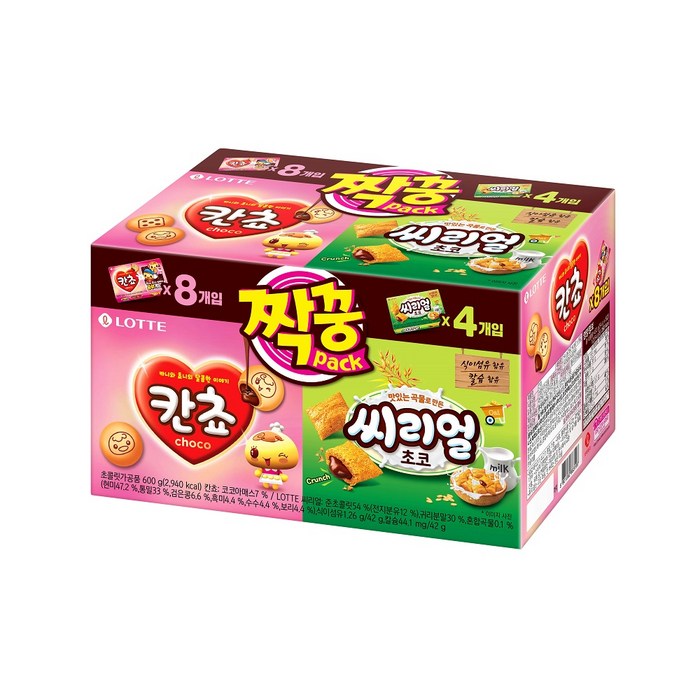 롯데제과 칸쵸 + 씨리얼 짝꿍팩 세트, 칸쵸 54g x 8p + 씨리얼 42g x 4p, 1세트 대표 이미지 - 롯데 과자 추천