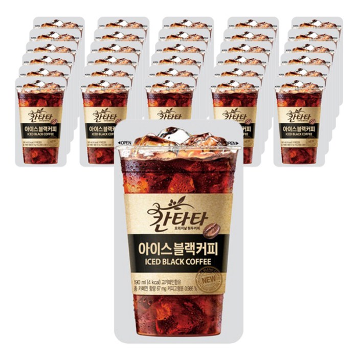 칸타타 아이스 파우치 블랙커피, 190ml, 50개 대표 이미지 - 아이스 커피 추천