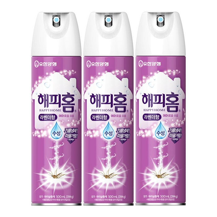 해피홈 유한양행 에어로솔 수성 살충제 라벤더향, 500ml, 3개 대표 이미지 - 살충제 추천