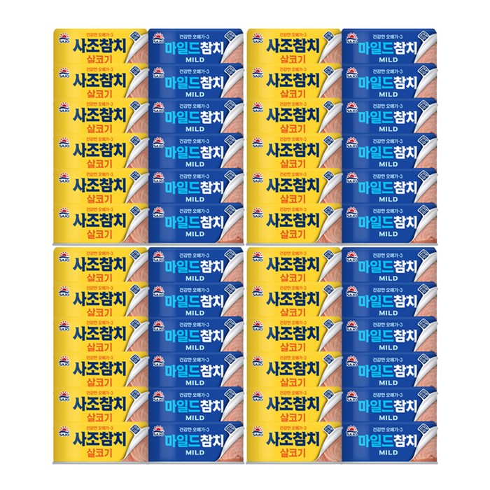 사조 참치통조림 살코기 85g x 24p + 마일드 85g x 24p, 1세트 대표 이미지 - 사조참치 추천