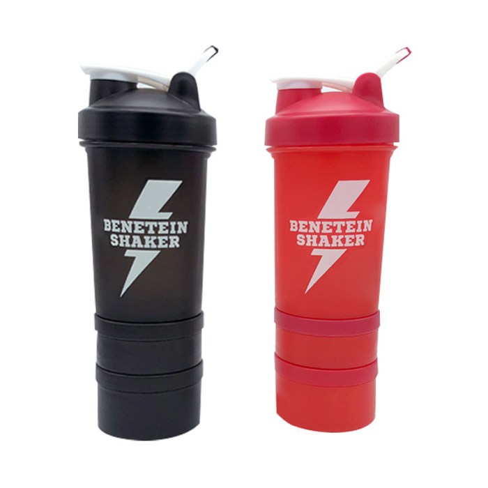 베네틴 쉐이커 2종 x 600ml, 블랙, 레드 대표 이미지 - 쉐이커 보틀 추천