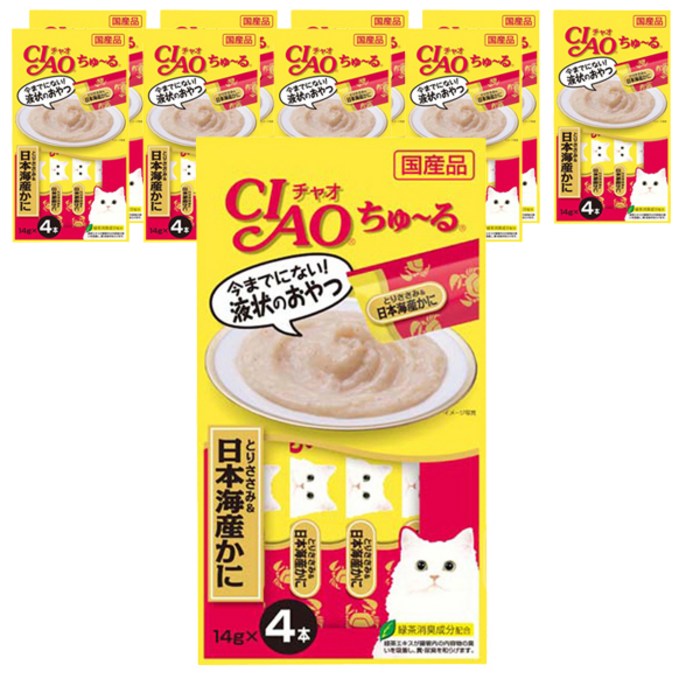 이나바 챠오츄르 고양이 간식 14g 4SC-76, 닭가슴살 + 게살 혼합맛, 40개