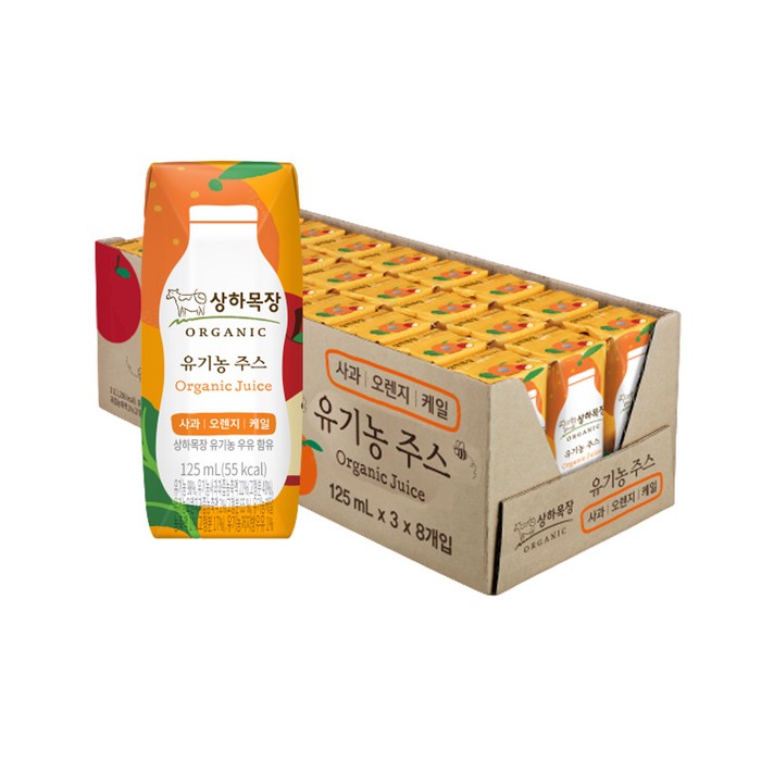 상하목장 유기농 주스 사과오렌지케일, 125ml, 24개 대표 이미지 - 유기농 주스 추천
