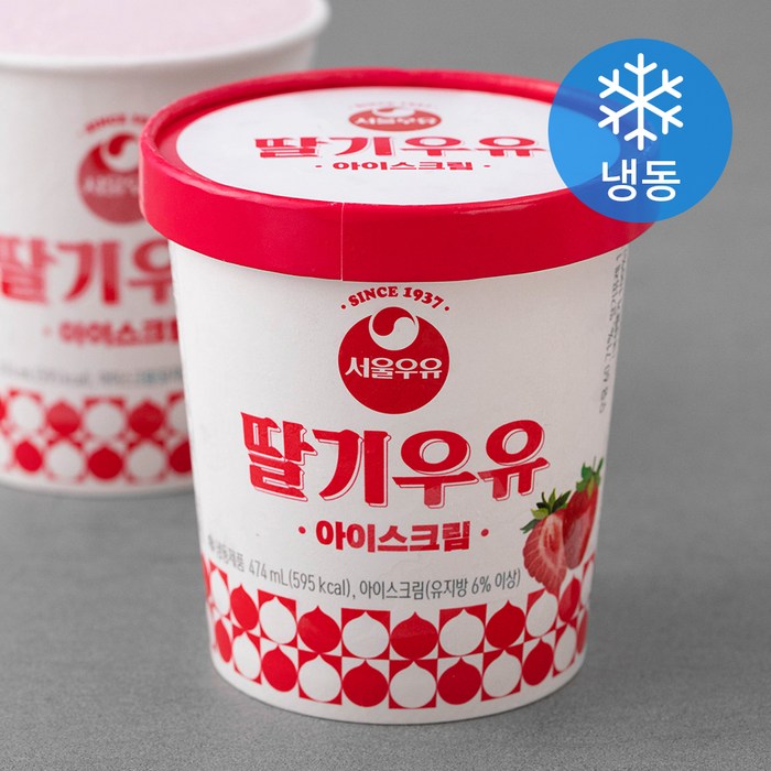 서울우유 레트로 딸기우유 아이스크림 (냉동), 474ml, 1개 대표 이미지 - 딸기 아이스크림 추천