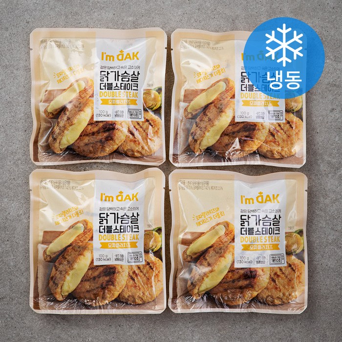 아임닭 닭가슴살 더블스테이크 모짜렐라치즈 (냉동), 100g, 4팩 대표 이미지 - 아임닭 추천