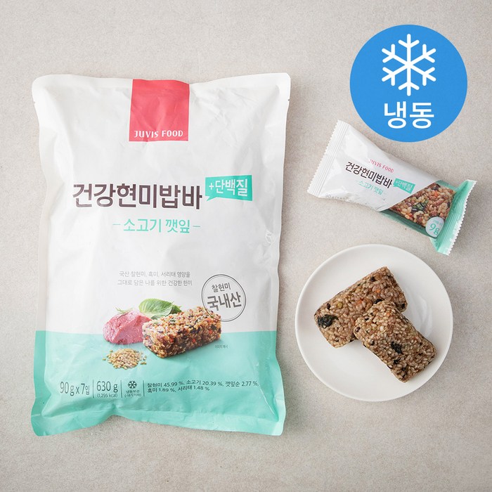 JUVIS 건강현미밥바 플러스 단백질 소고기 깻잎 7p (냉동), 630g, 1개 대표 이미지 - 아침 식사 추천