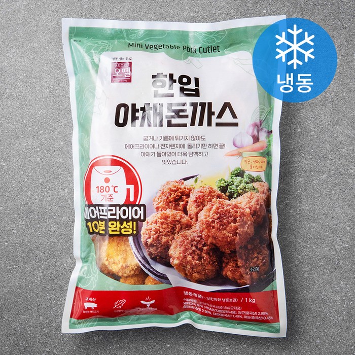 오뗄 한입 야채 돈까스 (냉동), 1kg, 1개 대표 이미지 - 미니돈까스 추천