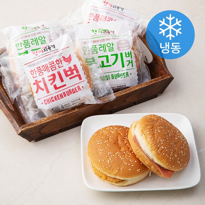 한끼의품격 레알 불고기 버거180g x 3팩 + 매콤한 치킨벅 160g x 3팩 (냉동), 1세트 대표 이미지 - 편의점 치킨 추천