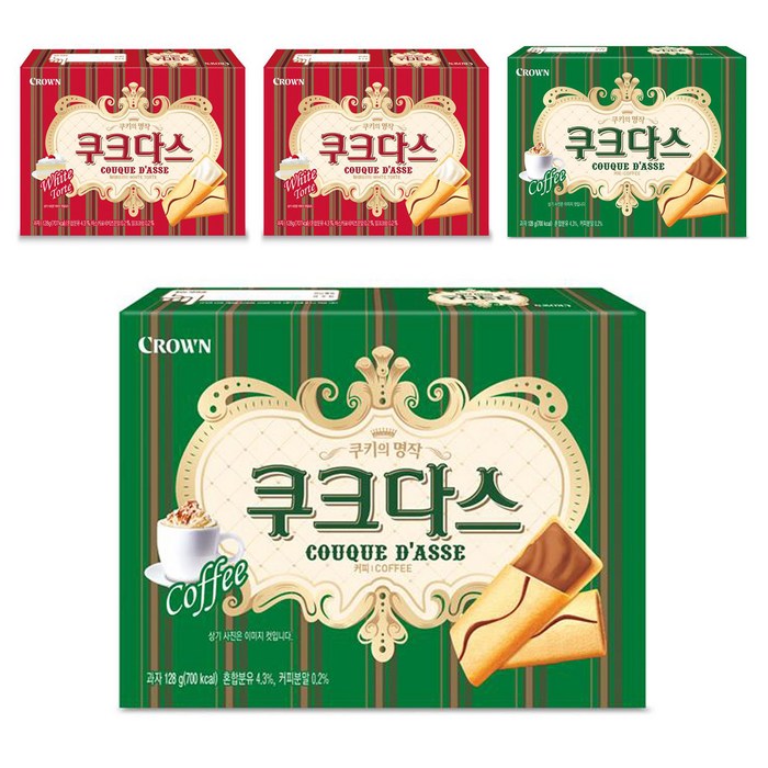 쿠크다스 화이트 중 128g x 2p + 커피 중 128g x 2p 세트, 1세트 대표 이미지 - 비스킷 추천