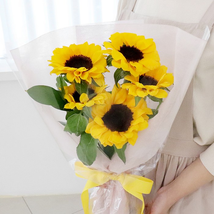코코도르팜 생화 해바라기 꽃다발 5대, 혼합색상 대표 이미지 - 생화 꽃다발 추천
