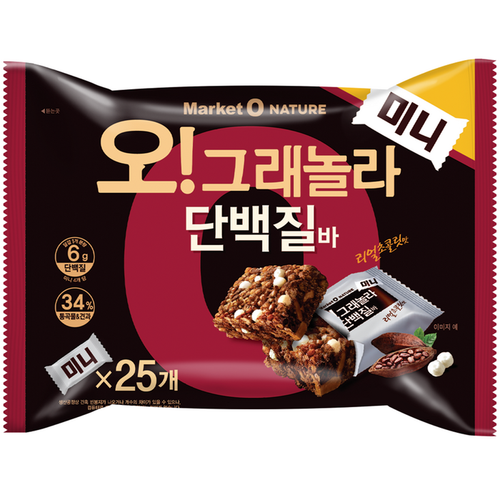 오리온 오 그래놀라 단백질바 미니 25p, 312g, 1개 대표 이미지 - 영양 간식 추천