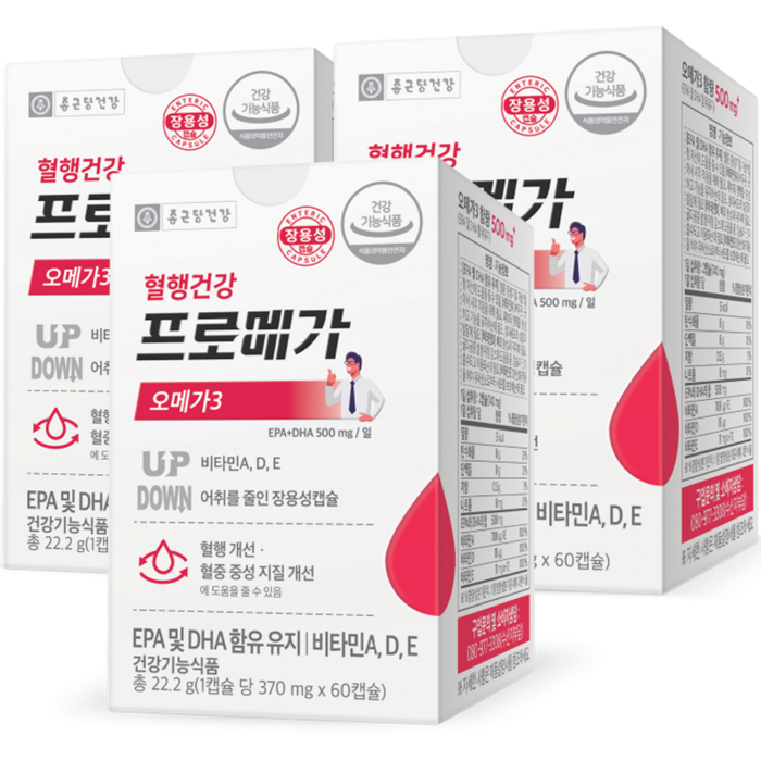 종근당건강 장용성 프로메가 오메가3 22.2g, 60정, 3개 대표 이미지 - 종근당 프로메가 추천