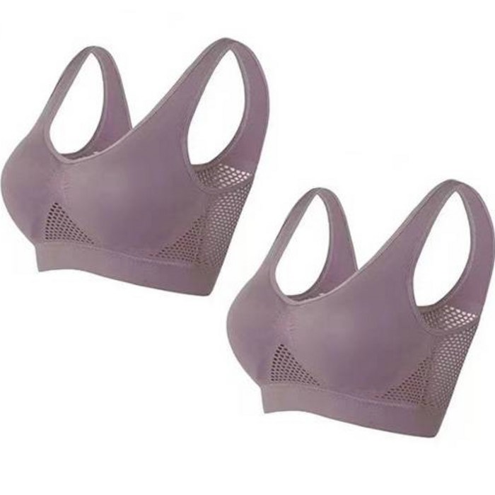 여성용 펀칭 메쉬 노와이어 스포츠 브라 대표 이미지 - 부유방 브라 추천