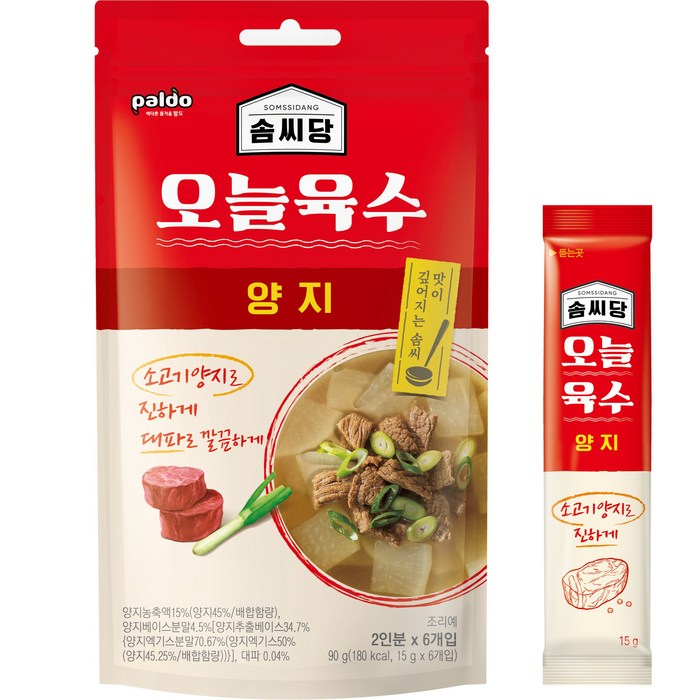 팔도 솜씨당 오늘육수 양지 6p, 90g, 1개 대표 이미지 - 고기육수 추천