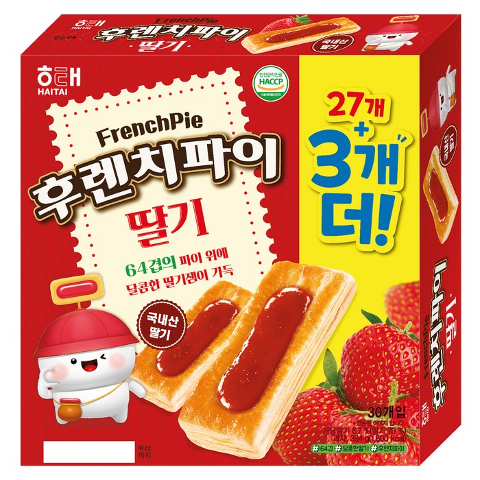 해태제과 후렌치파이 딸기, 384g, 1개 대표 이미지 - 사무실 과자 추천