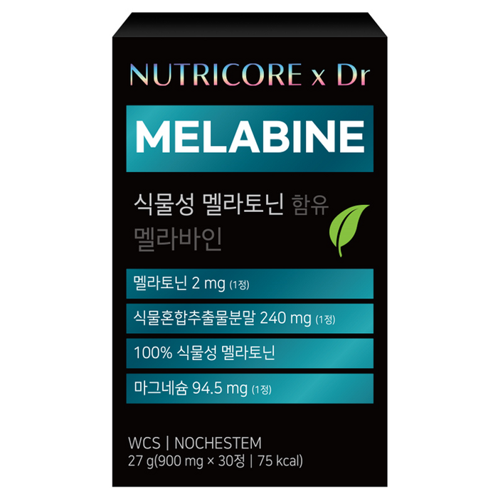 뉴트리코어 x Dr 식물성 멜라토닌 함유 멜라바인 27g, 1개, 30정 대표 이미지 - 멜라토닌 추천