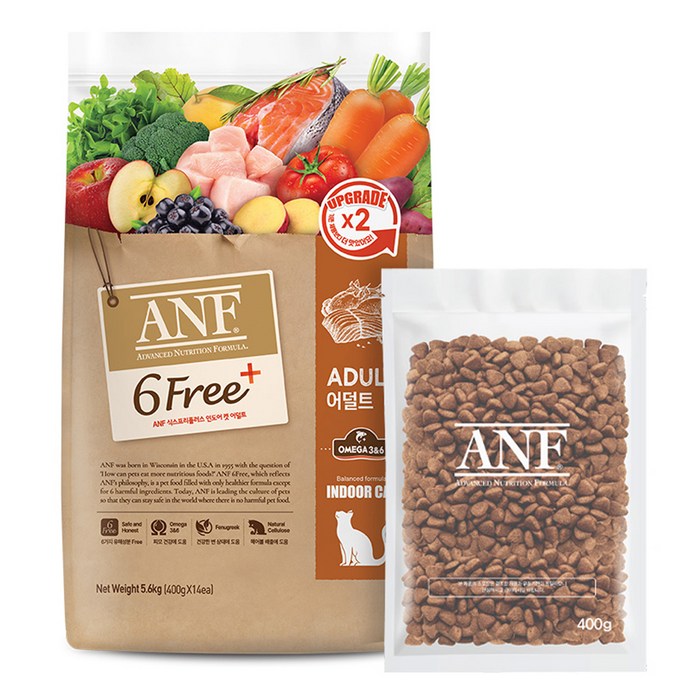 ANF 어덜트용 식스프리플러스 인도어 캣 건식사료 14p, 닭, 5.6kg, 1개 ANF 어덜트용 식스프리플러스 인도어 캣 건식사료 14p, 닭, 5.6kg, 1개
