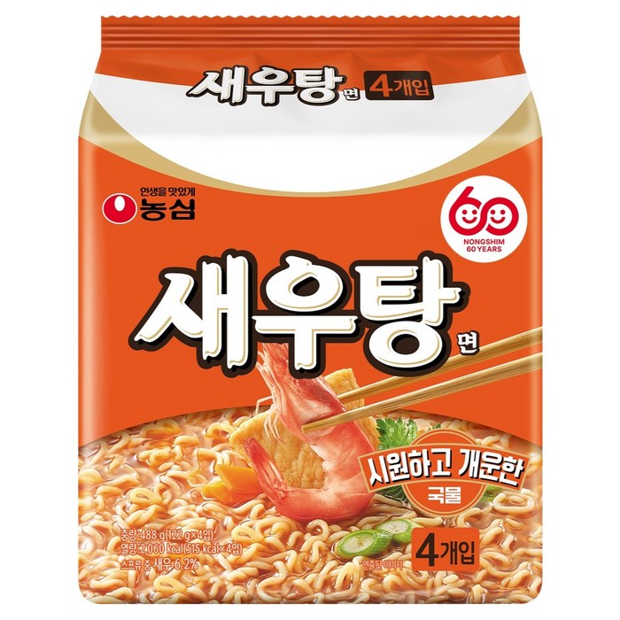 농심 새우탕면 122g 4개입 해물 국물라면
