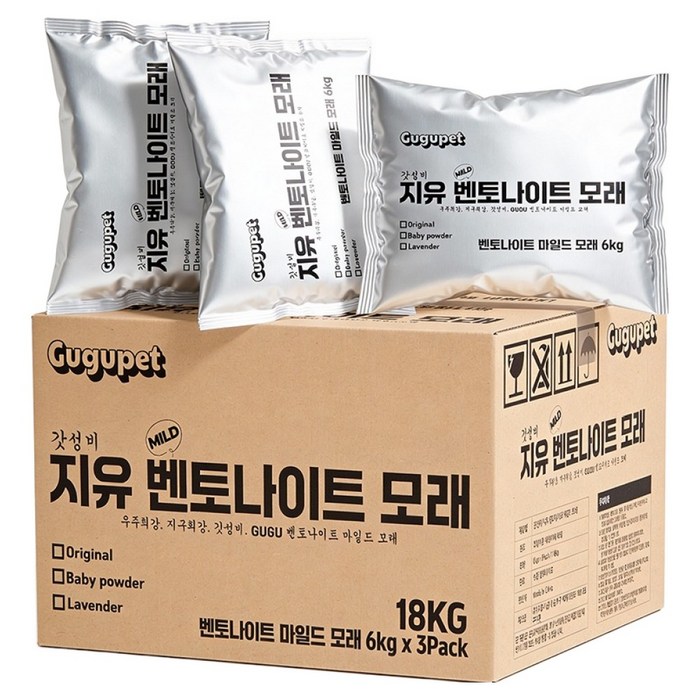 구구펫 고양이 마일드 벤토나이트 모래, 6kg, 3개, 라벤더향