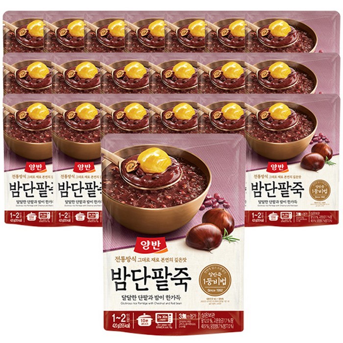 양반 밤단팥죽 파우치, 420g, 20개 대표 이미지 - 통단팥 추천