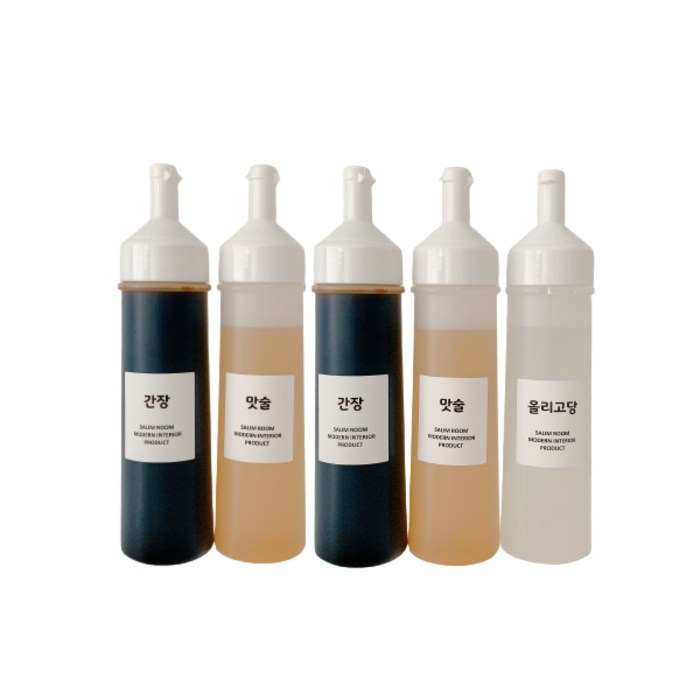 살림공간 소스통 화이트 + 라벨 18종, 500ml, 5개 대표 이미지 - 소스통 추천