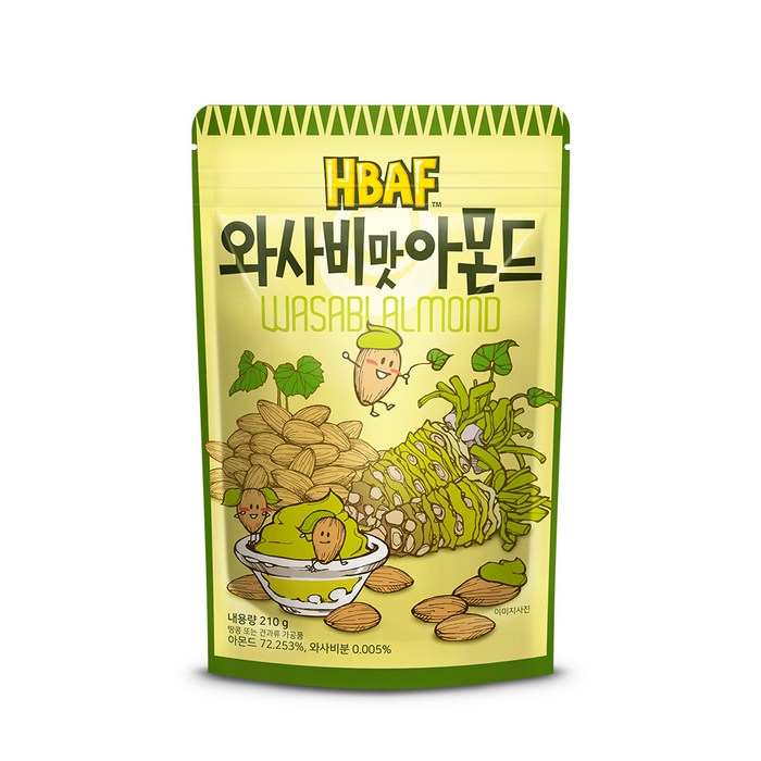 HBAF 와사비맛 아몬드, 와사비(210g) 대표 이미지 - 아몬드 추천