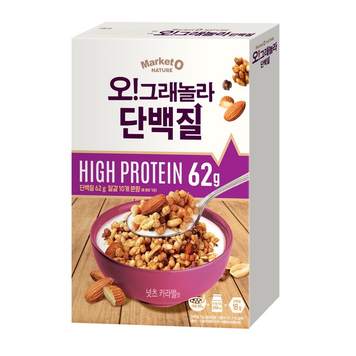 마켓오네이처 오 그래놀라 시리얼 단백질, 330g, 1개 대표 이미지 - 그래놀라 추천