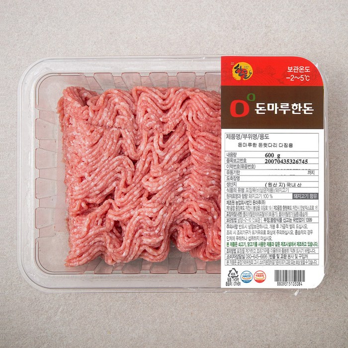 돈마루 한돈 뒷다리 다짐육 (냉장), 600g, 1개 대표 이미지 - 동그랑땡 추천