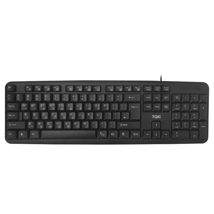 TGIC컴퓨터 TGC-K1200U USB 키보드, TGIC-K1200U, 블랙 대표 이미지 - 멤브레인 키보드 추천